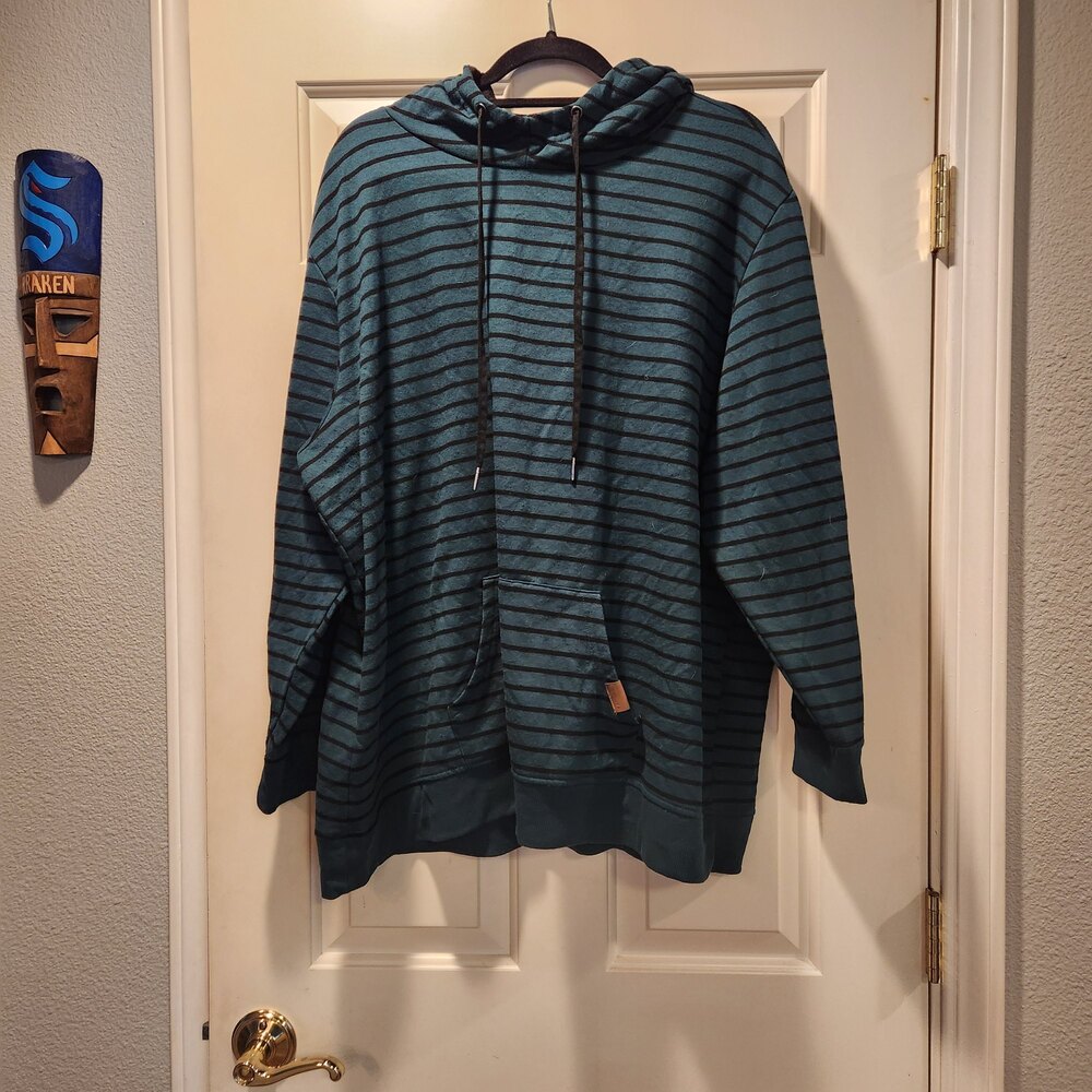 Maurices Striped Hooded Pullover Sweatshirt Teal Black Size 3X
